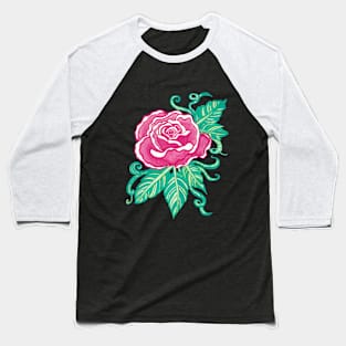 Pink Rose Baseball T-Shirt